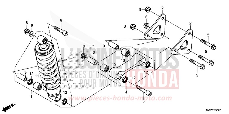 COUSSIN ARRIERE for CB500F ABS PEARL HIMALAYAS WHITE (NHA87) from 2013